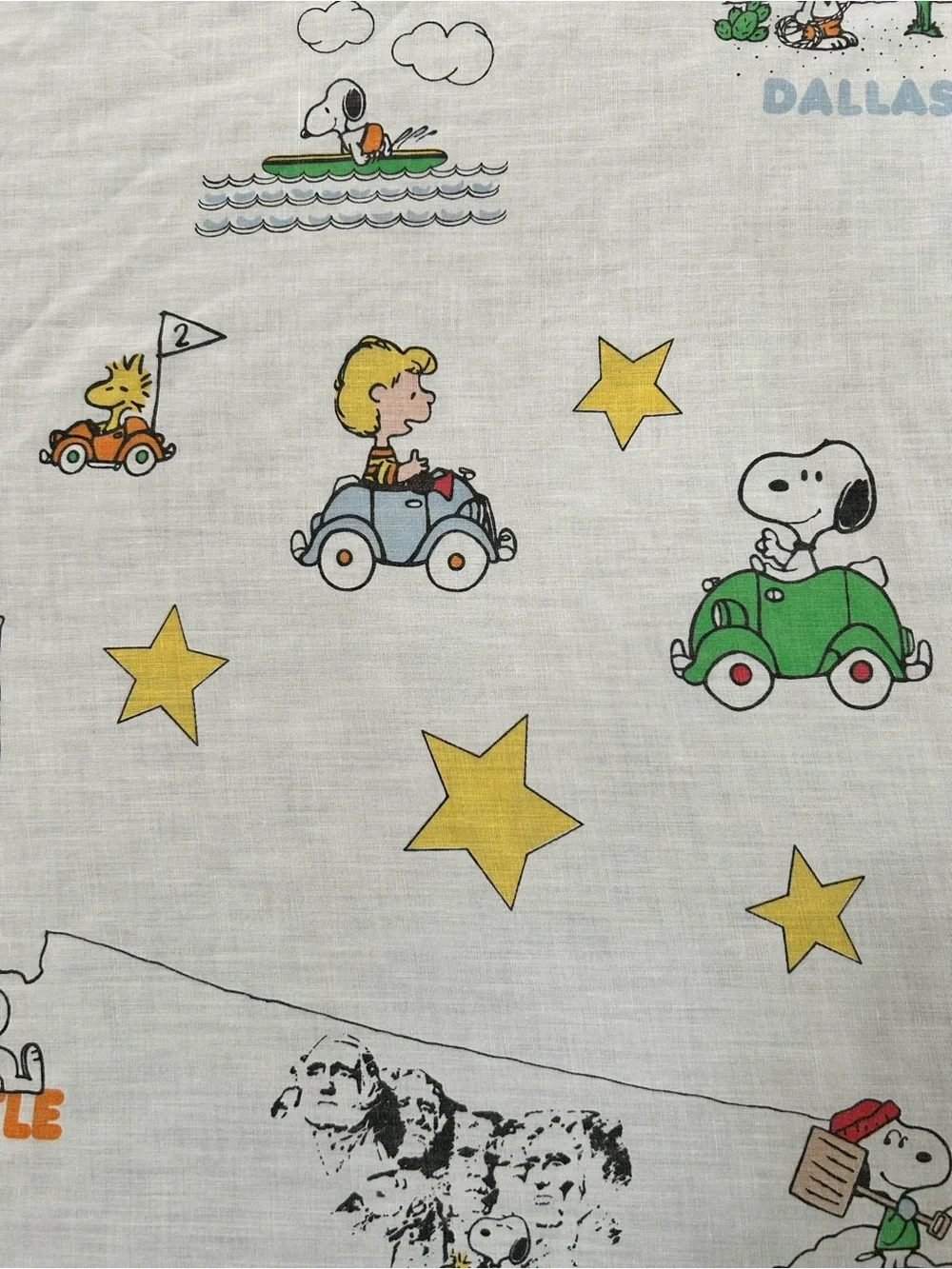 Peanuts ~1970s “See America First” US Cities Vintage Twin Top + Bottom Sheet Set